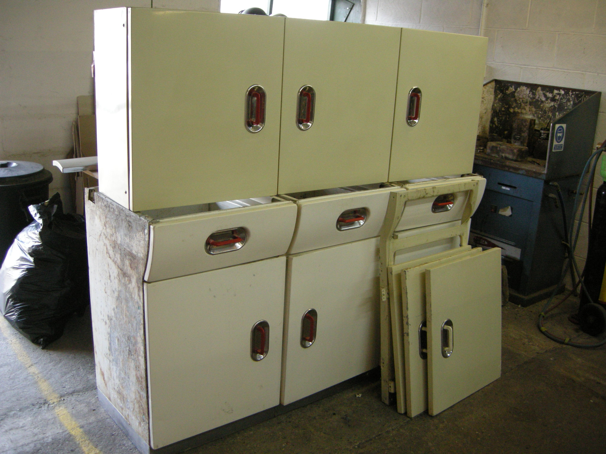 English Rose cabinets before polishing